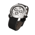RAM Oinas R5011S1/4 Swiss watch with 40mm stainless steel case, white dial, black leather strap, and date display